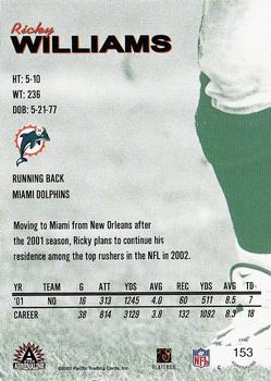 2002 Pacific Adrenaline #153 Ricky Williams Back