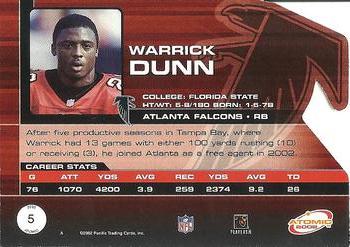 2002 Pacific Atomic #5 Warrick Dunn Back