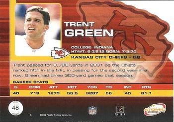 2002 Pacific Atomic #48 Trent Green Back