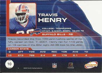 2002 Pacific Atomic #10 Travis Henry Back