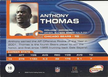 2002 Pacific Atomic #18 Anthony Thomas Back