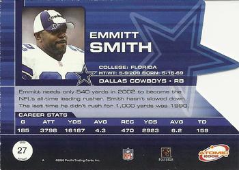 2002 Pacific Atomic #27 Emmitt Smith Back
