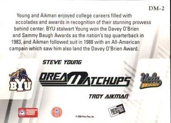 2008 Press Pass Legends Bowl Edition - Dream Matchup #DM-2 Steve Young / Troy Aikman Back