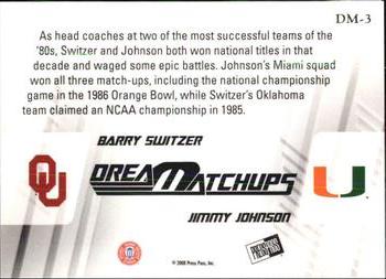 2008 Press Pass Legends Bowl Edition - Dream Matchup #DM-3 Barry Switzer / Jimmy Johnson Back