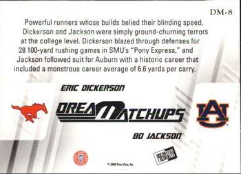 2008 Press Pass Legends Bowl Edition - Dream Matchup #DM-8 Eric Dickerson / Bo Jackson Back
