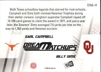 2008 Press Pass Legends Bowl Edition - Dream Matchup #DM-9 Earl Campbell / Billy Sims Back