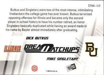 2008 Press Pass Legends Bowl Edition - Dream Matchup #DM-10 Dick Butkus / Mike Singletary Back