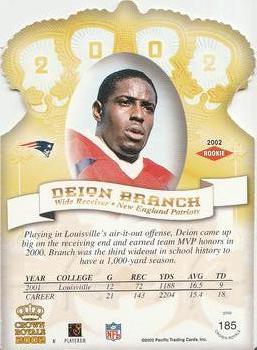 2002 Pacific Crown Royale #185 Deion Branch Back