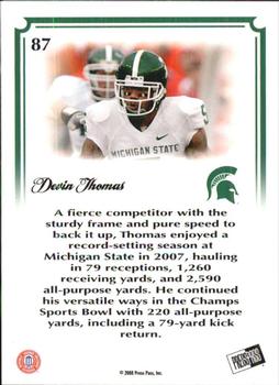 2008 Press Pass Legends Bowl Edition - Goal Line Emerald #87 Devin Thomas Back
