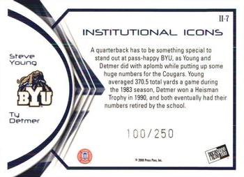 2008 Press Pass Legends Bowl Edition - Institutional Icons #II-7 Steve Young / Ty Detmer Back