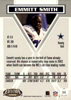 2002 Pacific Exclusive #50 Emmitt Smith Back