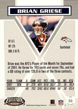 2002 Pacific Exclusive #53 Brian Griese Back