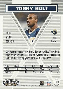 2002 Pacific Exclusive #143 Torry Holt Back