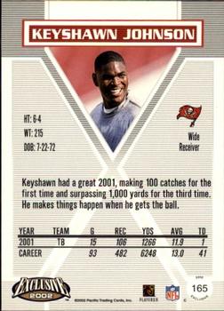2002 Pacific Exclusive #165 Keyshawn Johnson Back