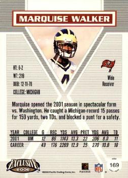 2002 Pacific Exclusive #169 Marquise Walker Back