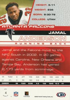 2002 Pacific Heads Up #4 Jamal Anderson Back