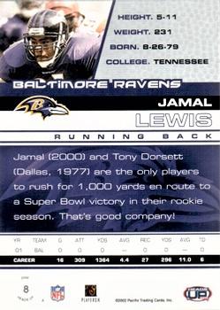 2002 Pacific Heads Up #8 Jamal Lewis Back