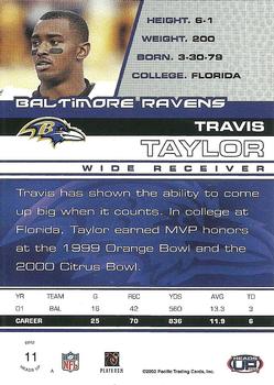 2002 Pacific Heads Up #11 Travis Taylor Back