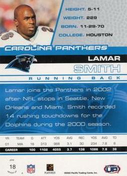 2002 Pacific Heads Up #18 Lamar Smith Back