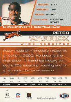 2002 Pacific Heads Up #28 Peter Warrick Back