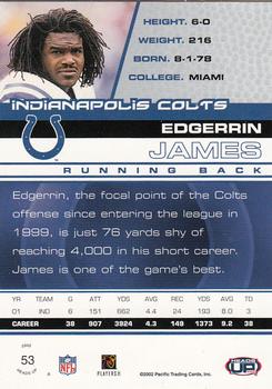 2002 Pacific Heads Up #53 Edgerrin James Back