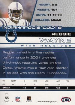 2002 Pacific Heads Up #55 Reggie Wayne Back