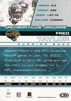 2002 Pacific Heads Up #59 Fred Taylor Back