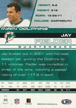 2002 Pacific Heads Up #65 Jay Fiedler Back