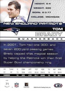 2002 Pacific Heads Up #71 Tom Brady Back