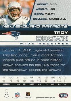 2002 Pacific Heads Up #72 Troy Brown Back