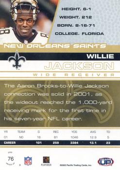 2002 Pacific Heads Up #76 Willie Jackson Back