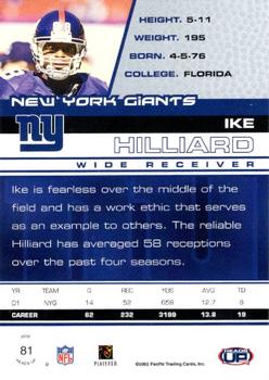 2002 Pacific Heads Up #81 Ike Hilliard Back