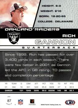 2002 Pacific Heads Up #87 Rich Gannon Back
