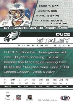 2002 Pacific Heads Up #92 Duce Staley Back