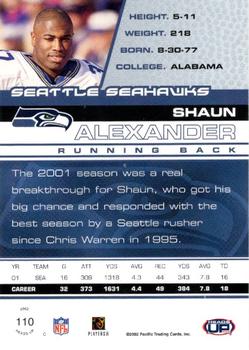 2002 Pacific Heads Up #110 Shaun Alexander Back