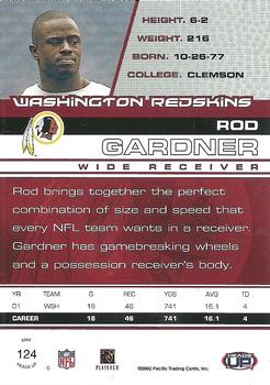 2002 Pacific Heads Up #124 Rod Gardner Back