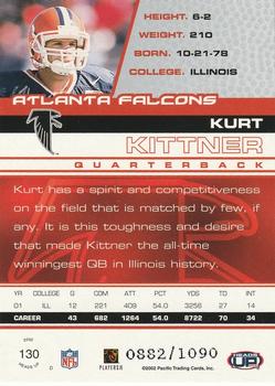 2002 Pacific Heads Up #130 Kurt Kittner Back