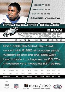 2002 Pacific Heads Up #164 Brian Westbrook Back