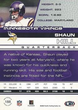 2002 Pacific Heads Up #188 Shaun Hill Back