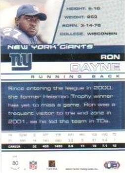 2002 Pacific Heads Up #80 Ron Dayne Back