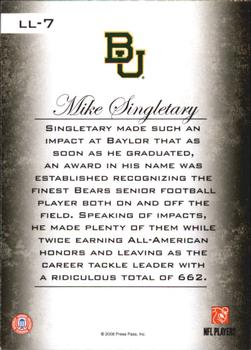 2008 Press Pass Legends - Legendary Legacy #LL-7 Mike Singletary Back