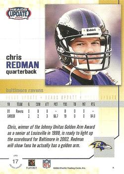 2002 Pacific Heads Update #17 Chris Redman Back