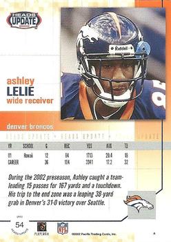 2002 Pacific Heads Update #54 Ashley Lelie Back