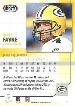 2002 Pacific Heads Update #63 Brett Favre Back