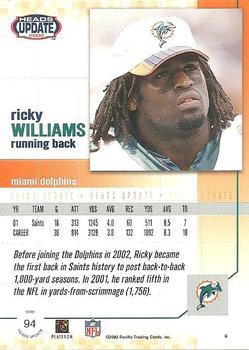 2002 Pacific Heads Update #94 Ricky Williams Back