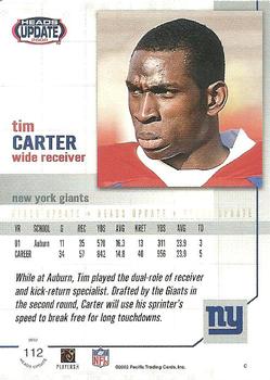 2002 Pacific Heads Update #112 Tim Carter Back