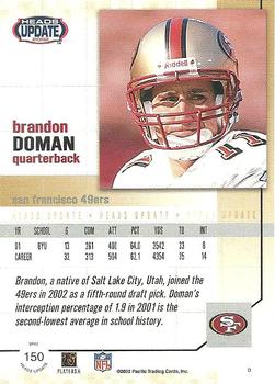 2002 Pacific Heads Update #150 Brandon Doman Back