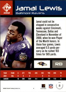 2002 Pacific Private Stock Reserve #8 Jamal Lewis Back