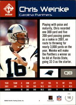 2002 Pacific Private Stock Reserve #16 Chris Weinke Back