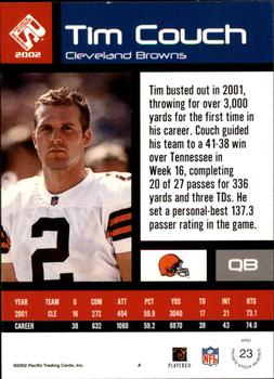 2002 Pacific Private Stock Reserve #23 Tim Couch Back